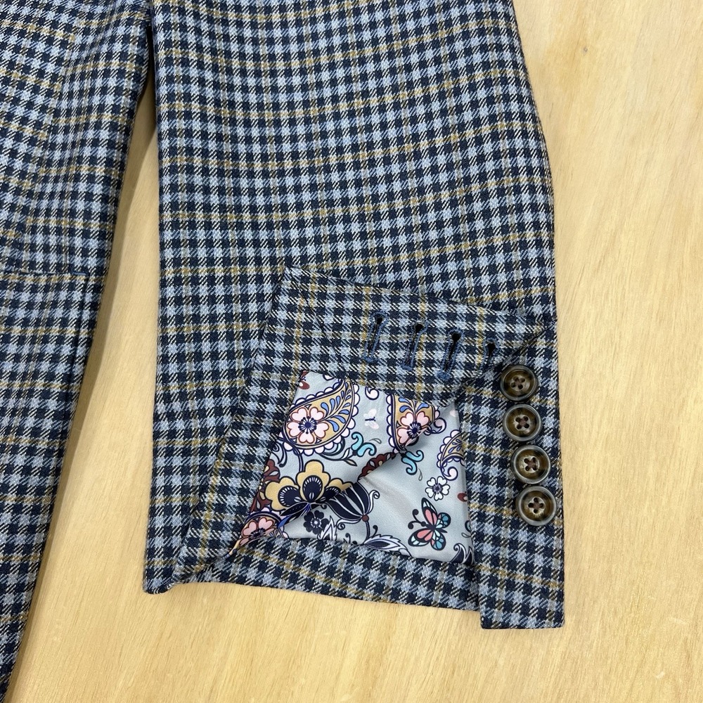 Indochino Custom Blazer Sport Coat Mens 46R Tailored Navy/Blue/yellow Soft‎ Knit - Picture 5 of 14